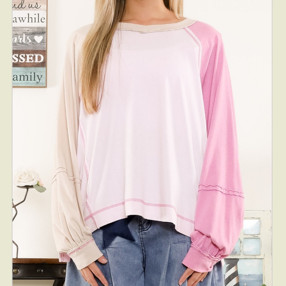 Blue velvet top Long Sleeve Tee bluevelvet shirt womens size XL oversized pink